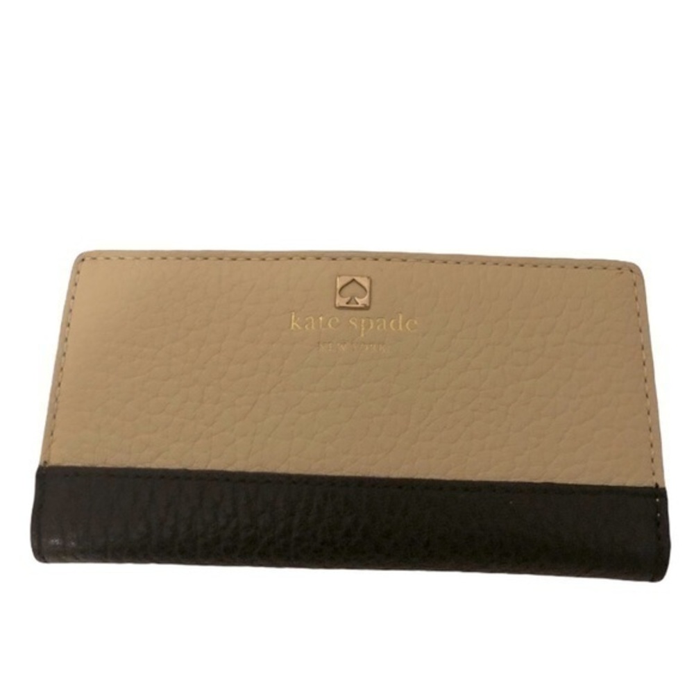 KATE SPADE black cream color block slim wallet